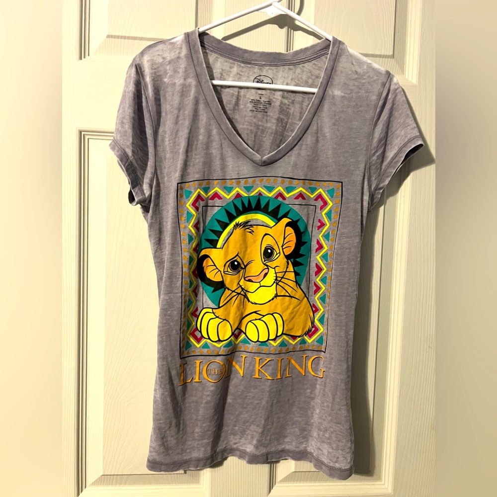Disney Lion King Simba gray short sleeve fitted Large T-shirt